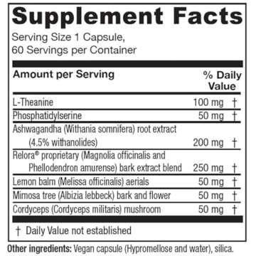 Vitanica Cortisol Relief, Dr. Formulated Sleep, Stress, Cortisol Manager Supplement, Vegan, 60 Capsu...