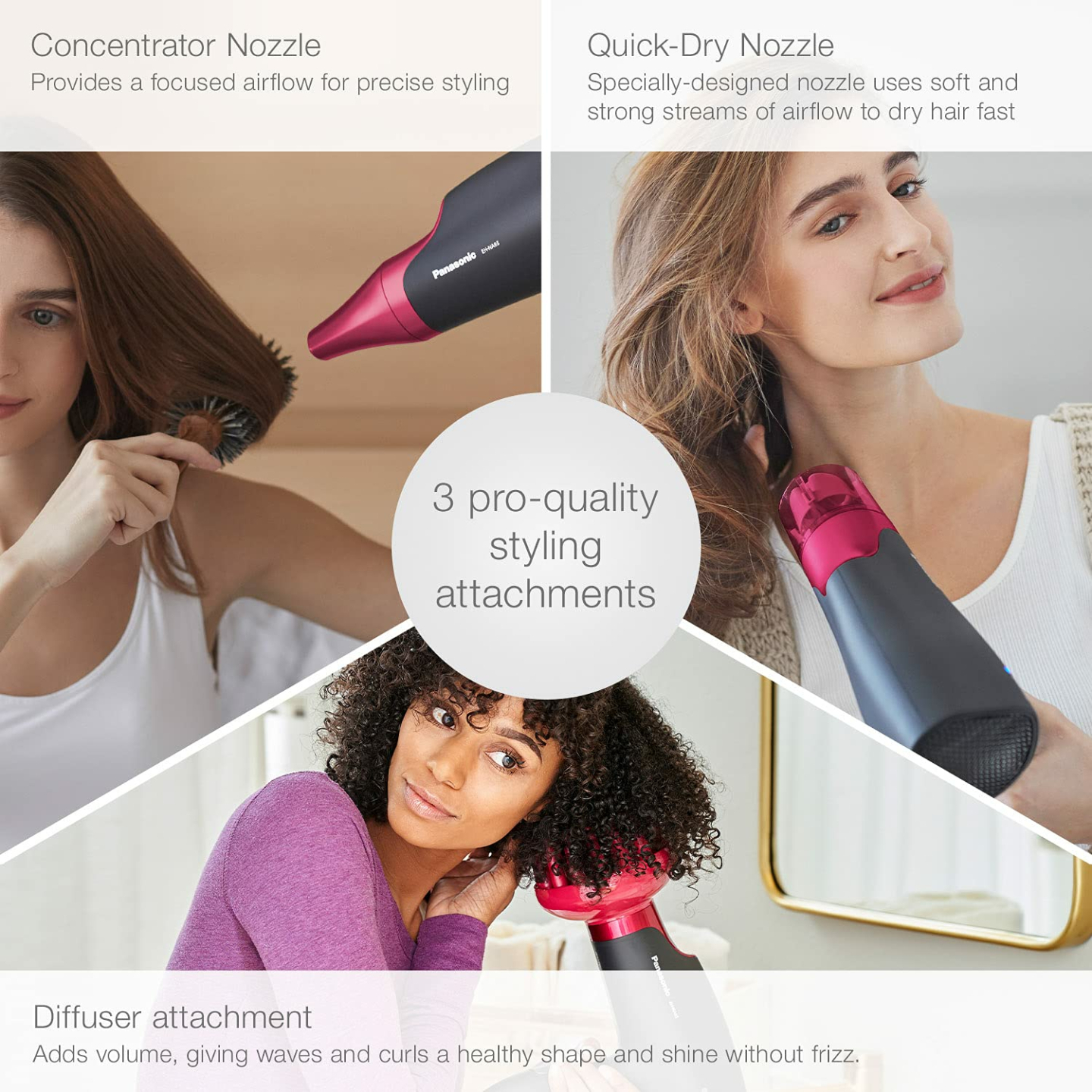 Panasonic Nanoe Hair Dryer 1875W with 3 Attachments