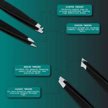 NARZ Professional Stainless Steel Tweezers Set for Hair Removal