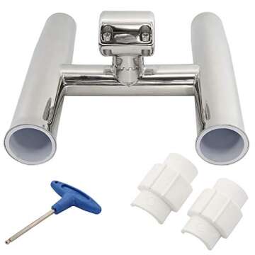 HYDDNice 2 Tube Rocket Launcher Adjustable Rod Holder fit for 1" or 1.26" Highly Polished Stainless Steel Adjustable Fish Rod Holders