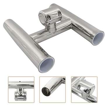 HYDDNice 2 Tube Rocket Launcher Adjustable Rod Holder fit for 1" or 1.26" Highly Polished Stainless Steel Adjustable Fish Rod Holders