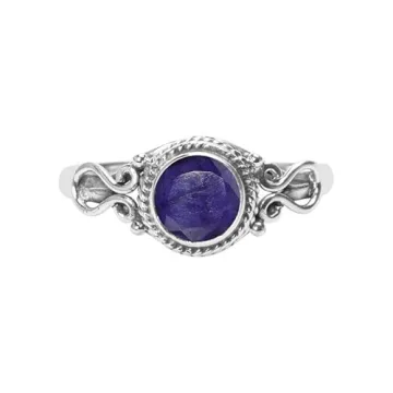 Elegant Blue Sapphire Stone Ring - Handmade 925 Sterling Silver Jewelry