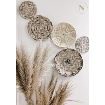Nami Collection Five Seagrass Baskets Set | Decorative, Handmade, Versatile Design | Boho Wall Decor