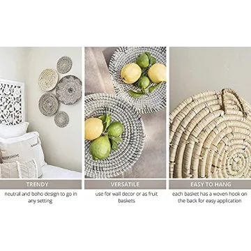 Five Seagrass Baskets Set for Stylish Home Decor