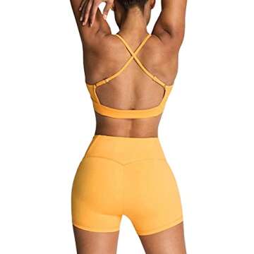 Workout Sets for Women 2 Piece Yoga Outfit: Tracksuits High Waisted Running Biker Shorts with Adjust...