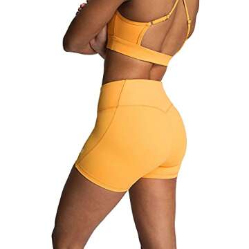 Workout Sets for Women 2 Piece Yoga Outfit: Tracksuits High Waisted Running Biker Shorts with Adjustable Strap Sport Bra Exercise Running Clothes Athletic Gym Sets Matching Active Wear Yellow S