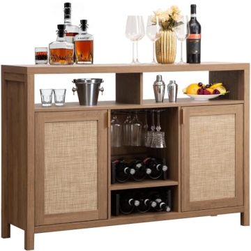 SICOTAS Rattan Sideboard Buffet Cabinet for Home Living