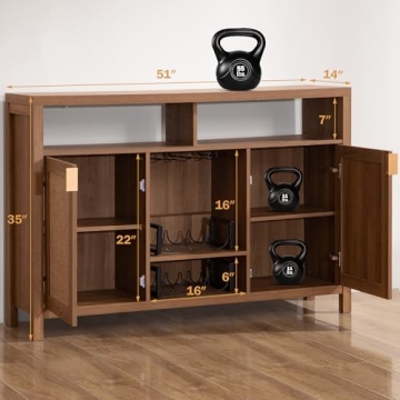 SICOTAS Rattan Sideboard Buffet Cabinet for Home Living