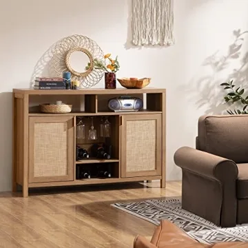 SICOTAS Rattan Sideboard Buffet Cabinet for Home Living