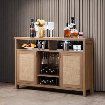 SICOTAS Rattan Sideboard Buffet Cabinet for Home Living