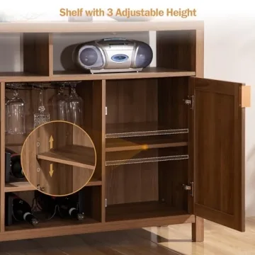 SICOTAS Rattan Sideboard Buffet Cabinet for Home Living