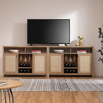 SICOTAS Rattan Sideboard Buffet Cabinet for Home Living