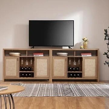 SICOTAS Rattan Sideboard Buffet Cabinet for Home Living