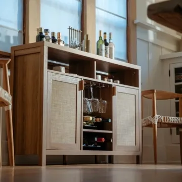 SICOTAS Rattan Sideboard Buffet Cabinet for Home Living