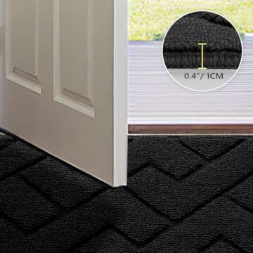 hicorfe Indoor Doormat,Front Back Door Mat TPR Backing Non Slip Mats 20"x31.5" Absorbent Resist Dirt Entrance Doormat Inside Floor for Entryway Washable Low-Profile (Black)