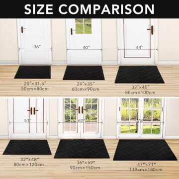 hicorfe Indoor Doormat,Front Back Door Mat TPR Backing Non Slip Mats 20"x31.5" Absorbent Resist Dirt Entrance Doormat Inside Floor for Entryway Washable Low-Profile (Black)