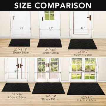 hicorfe Indoor Doormat,Front Back Door Mat TPR Backing Non Slip Mats 20"x31.5" Absorbent Resist Dirt Entrance Doormat Inside Floor for Entryway Washable Low-Profile (Black)