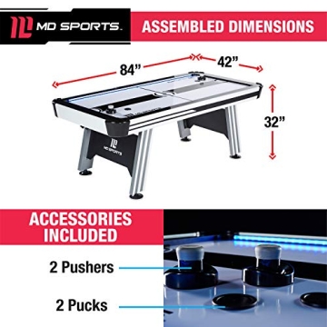 MD Sports 7' Arcade Air Hockey Table with LED Lights & Sound