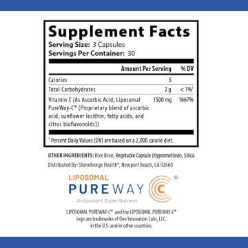 Dynamic Liposomal Vitamin C 1500mg - 90 Capsules - Advanced Formula - Phospholipids sourced from Non-GMO Sunflower, Supports Healthy Immune System, Collagen Synthesis, and Brain Health*