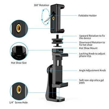Owine Universal Dual Cell Phone Tripod Mount Adapter Premium Smartphone Clamp, Compatible with iPhone,Samsung Galaxy,Note,Lg,All Smartphones Perfectly.Connects to Tripod, Monopod, Selfie Stick