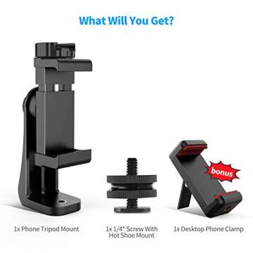Owine Universal Dual Cell Phone Tripod Mount Adapter Premium Smartphone Clamp, Compatible with iPhone,Samsung Galaxy,Note,Lg,All Smartphones Perfectly.Connects to Tripod, Monopod, Selfie Stick