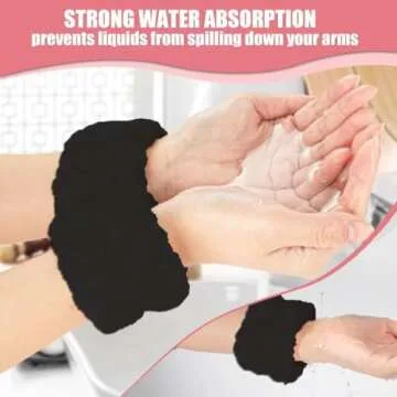 8Pcs Anmieciu Microfiber Spa Wristbands - Wrist Towels for Face Washing, Arm Bands to Prevent Liquid Spilling (Black)