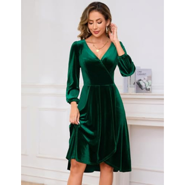Elegant Meetjen Women's Long Sleeve Velvet Dress for Events