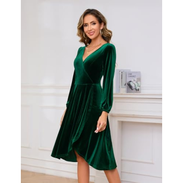 Elegant Meetjen Women's Long Sleeve Velvet Dress for Events