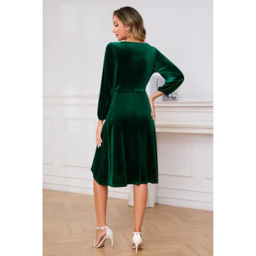 Elegant Meetjen Women's Long Sleeve Velvet Dress for Events