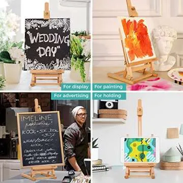 VISWIN 25"H Basic Tabletop H-Frame Easel, Hold Canvas up to 16", Adjustable Sturdy Beech Wood Desktop Art Easel, Portable Painting & Display Table Easel Stand for Adults, Beginners, Artists