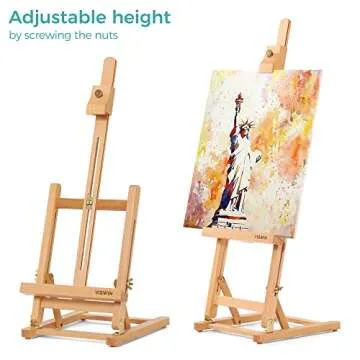 VISWIN 25"H Basic Tabletop H-Frame Easel, Hold Canvas up to 16", Adjustable Sturdy Beech Wood Desktop Art Easel, Portable Painting & Display Table Easel Stand for Adults, Beginners, Artists