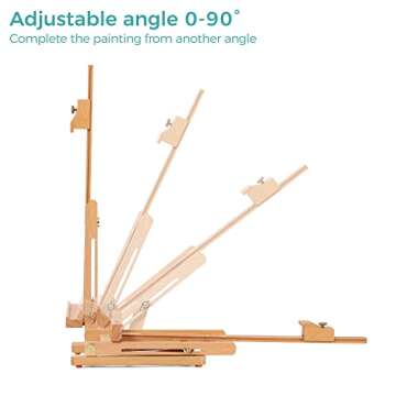 VISWIN 25"H Basic Tabletop H-Frame Easel, Hold Canvas up to 16", Adjustable Sturdy Beech Wood Desktop Art Easel, Portable Painting & Display Table Easel Stand for Adults, Beginners, Artists