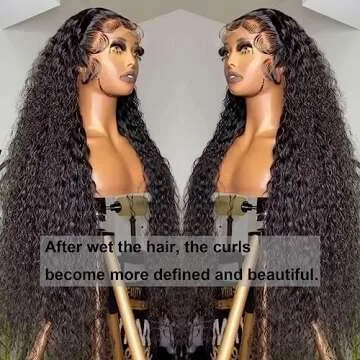 Lemoda 12A Full 13x4 Water Wave Lace Front Virgin Human Hair Wigs 34Inch Deep Wave 13x4 HD Transpare...