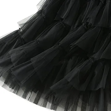 Dirholl Women's A-Line Fairy Elastic Waist Polyester Spandex Midi Skirt Tutu Black B