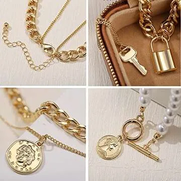 iF YOU Gold Layered Chain Necklace Set for Women