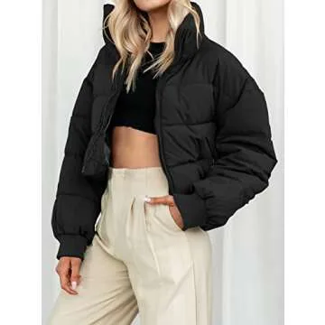 KYL Women's Winter Cropped Puffer Jacket for Stylish Warmth