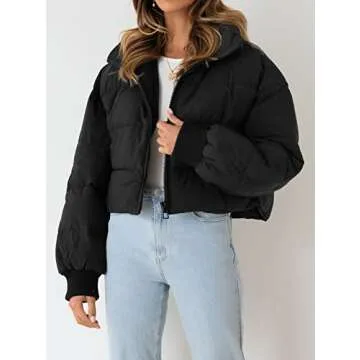 KYL Women's Winter Cropped Puffer Jacket for Stylish Warmth