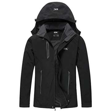 Diamond Candy Men's Waterproof Rain Jacket with Hood Lightweight Raincoat Outdoor Windproof Windbrea...