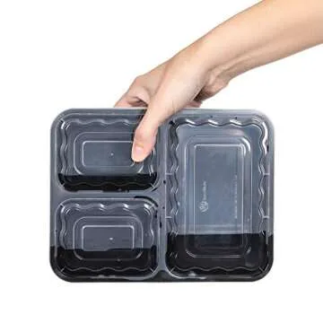 Meal Prep Container Reusable 3 Compartment With Lids 25 Sets [30oz] -Food Prep Containers, Food Storage Bento Box, Portion Control | Stackable | Microwave | Dishwasher | Freezer Safe