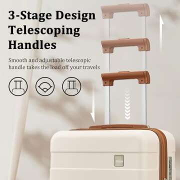 imiomo 24 IN Checked Luggage, Suitcase with Spinner Wheels, Hardside 3PCS Set Lightweight Rolling Travel Luggage with TSA Lock(24"/Beige)