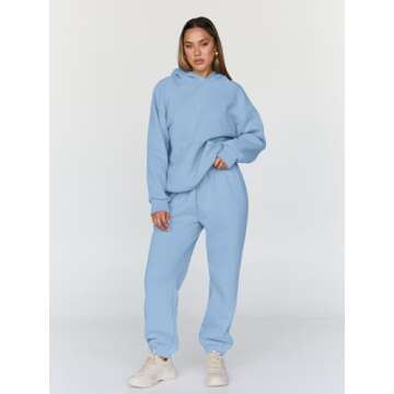 Trendy Queen Sweatsuits Women 2 Piece Outfit Two Piece Lounge Sets Hoodies and Sweatpants Fall Fashi...