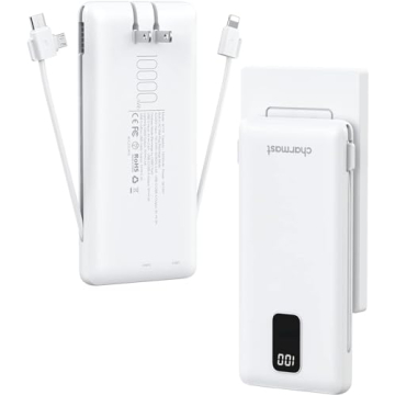 Charmast Portable Charger with Built-in Cables & Wall Plug, 10000mAh Portable Power Bank, External B...