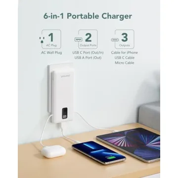 Portable Charger with Built-in Cables for Travel