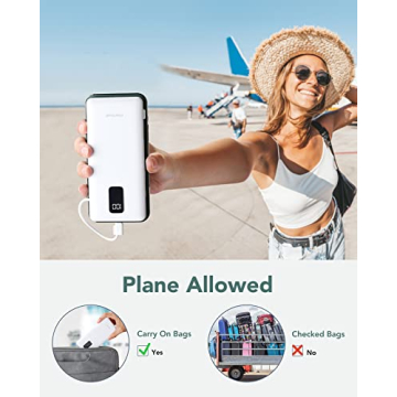 Portable Charger with Built-in Cables for Travel