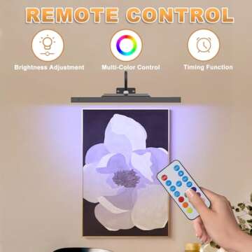Picture Light, 16.5in Wireless Picture Light for Wall with 3 Color Temp 9 RGB Color, Battery Operated Picture Light with Remote for Paintings, Photo, Dartboard, Gallery, Livingroom, Bedroom, Bathroom