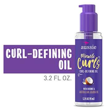 Aussie Miracle Curls Curl-Defining Oil Hair Treatment With Australian Jojoba Oil 3.2 Fl oz, 0.925 Fl oz
