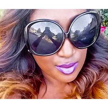 AStyles - Big Huge Oversized Vintage Style Sunglasses Retro Women Celebrity Fashion (Black), X-Large