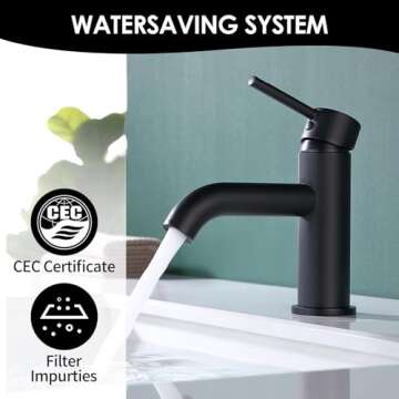 JAKARDA Single Handle Black Bathroom Faucet with Brass Drain Assembly and Escutcheon, Matte Black (Matte Black-JO1)