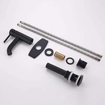 JAKARDA Single Handle Black Bathroom Faucet with Brass Drain Assembly and Escutcheon, Matte Black (Matte Black-JO1)