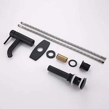 JAKARDA Single Handle Black Bathroom Faucet with Brass Drain Assembly and Escutcheon, Matte Black (Matte Black-JO1)